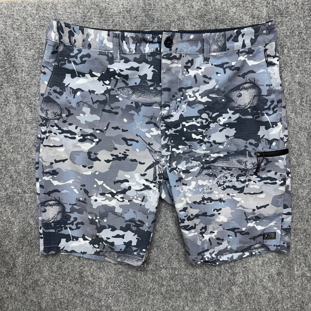 Pure Lure Reel Fishing Gear shorts camo Men's size 36 36x9 trunks